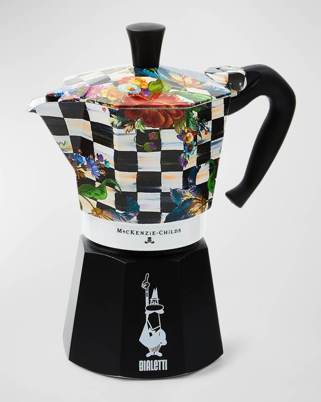 x Bialetti Moka Express Courtly Flower Market Stovetop Coffee Pot, 6 Cups